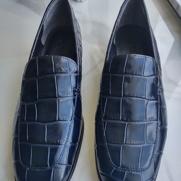 J. Crew Navy Croc-Embossed Loafers - Picture 1 of 6